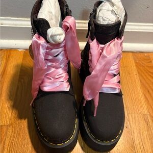 Dr Martens Women's Black Jadon Max X-girl Boots lace pink